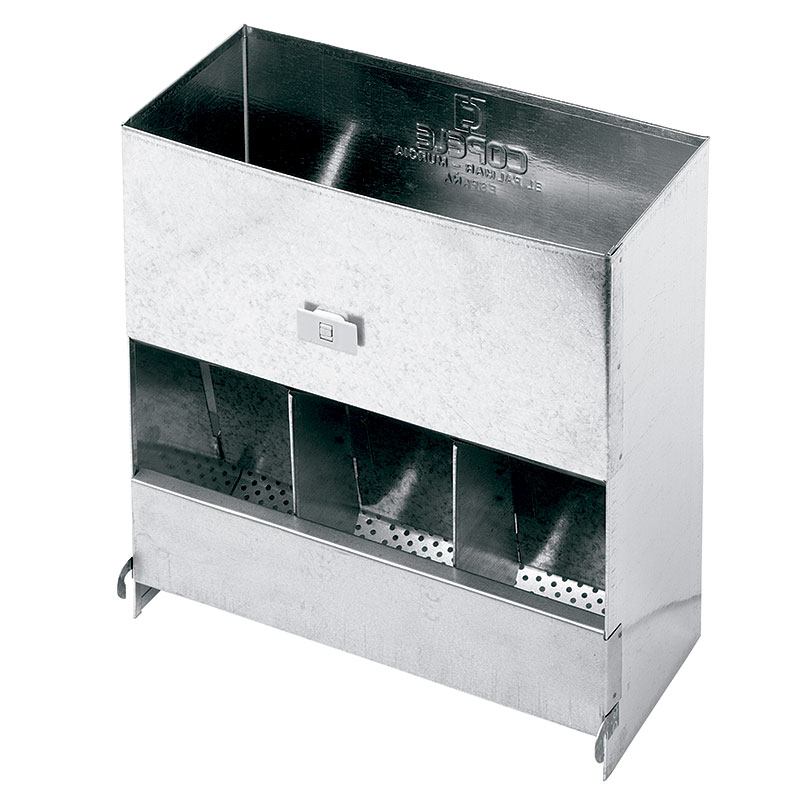 Tolva Comedero para conejos - 3 departamentos