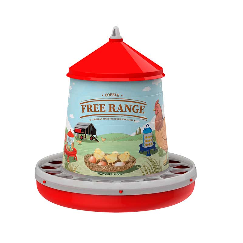 Comedero de plástico modelo Free-Range - 4 kg. /7 l.  rojo