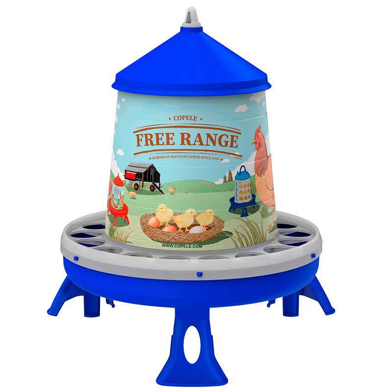 Comedero de plástico con patas modelo Free-Range - 4 kg. /7 l.  azul