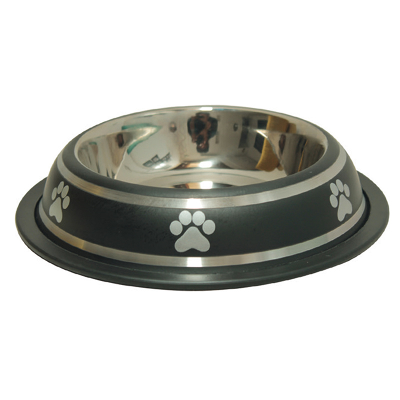 Comedero de acero inoxidable Modelo Negro huellas - Talla L