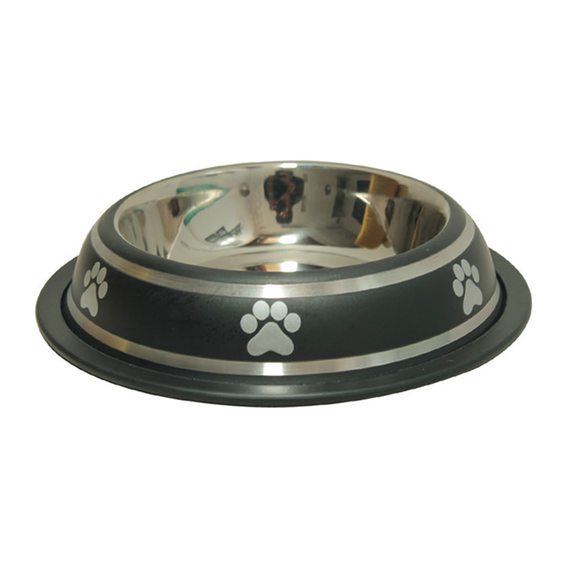 Comedero de acero inoxidable Modelo Negro huellas - Talla M