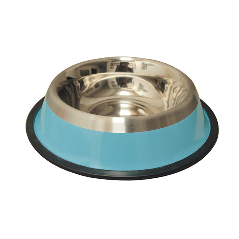 Comedero de acero inoxidable Modelo Franja azul - Talla S