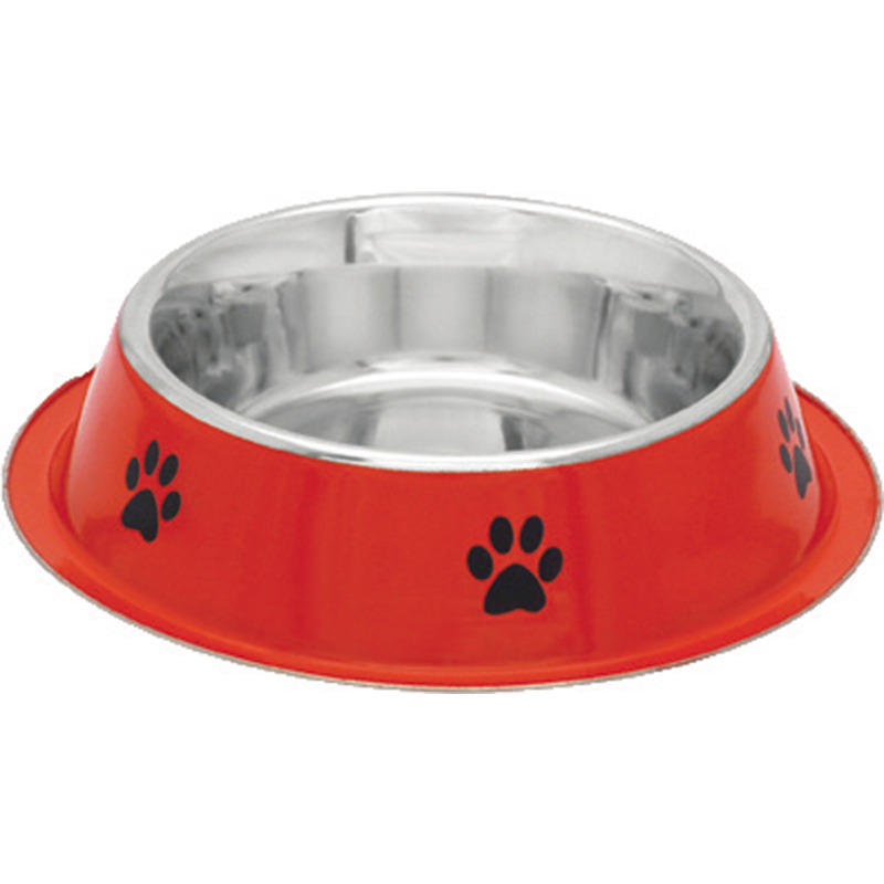 Comedero de acero inoxidable Modelo Rojo Huellas - Talla XL