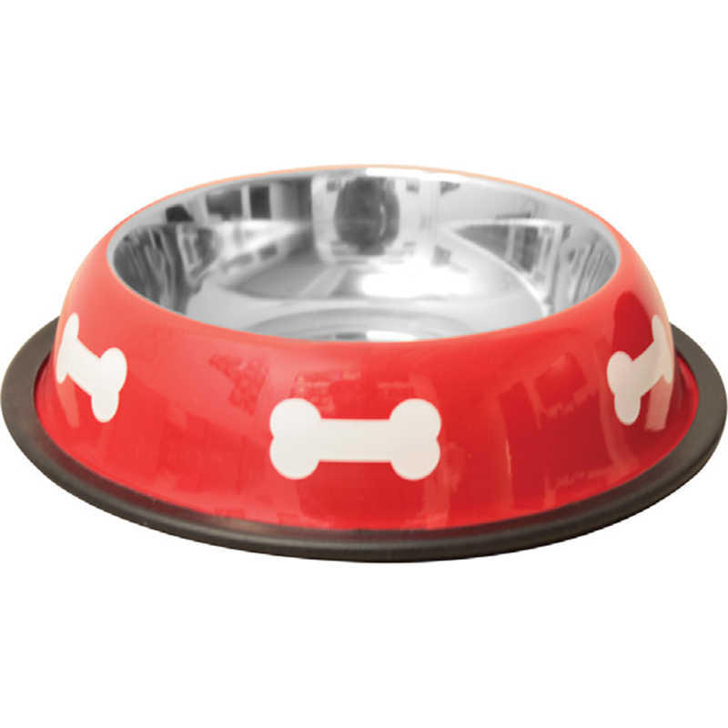 Comedero de acero inoxidable Modelo Rojo huesos - Talla XL