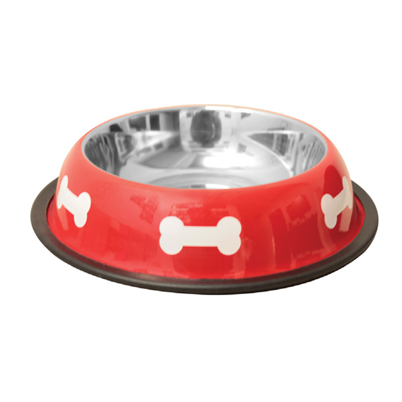 Comedero de acero inoxidable Modelo Rojo huesos - Talla M