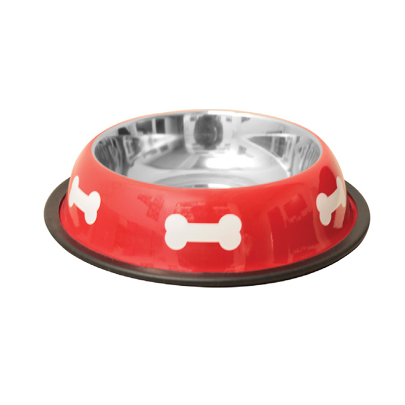 Comedero de acero inoxidable Modelo Rojo huesos - Talla S