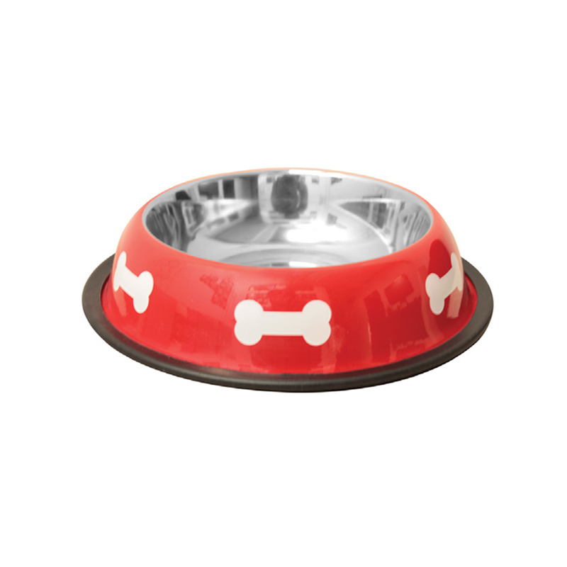 Comedero de acero inoxidable Modelo Rojo huesos - Talla XS