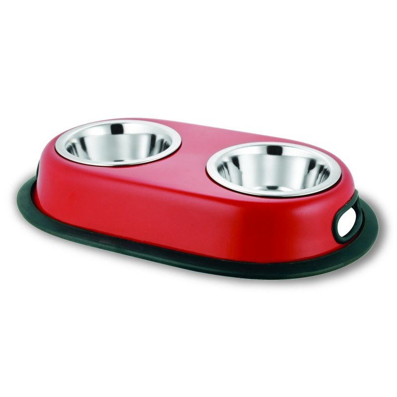 Comedero de acero inoxidable doble pintado - Talla S