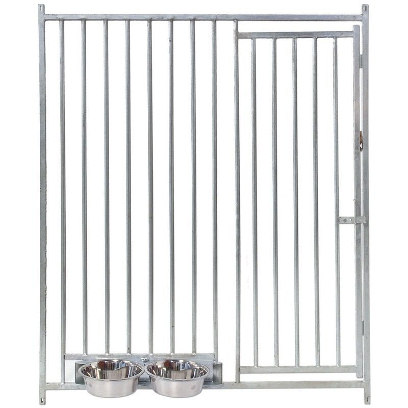 Frente de barras de 8 cms. con puerta y con comederos - 150x185 cms.