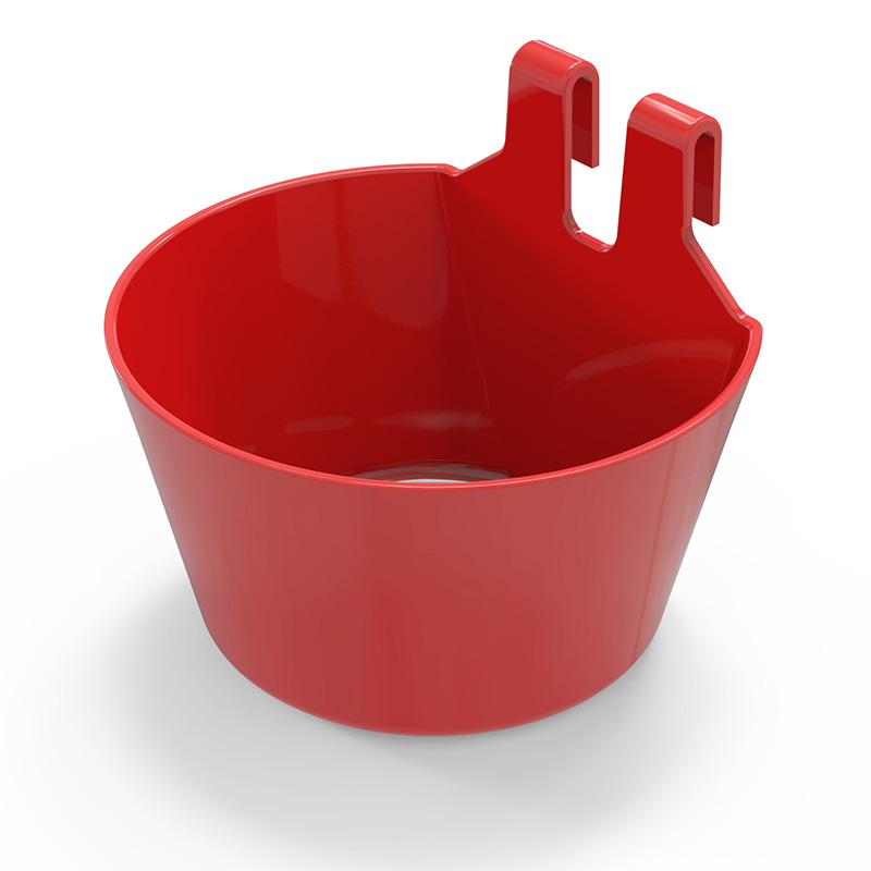 Comedero de plástico con ganchos - rojo