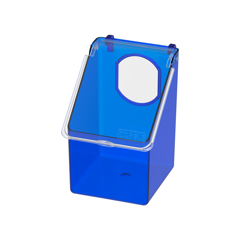 Comedero Poli 1Dpt Perdices/Palomas Azul Translucido